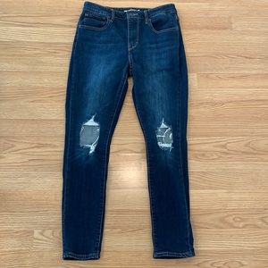Levi's High Rise Skinny Distressed Destroyed Blue Denim Jeans Size 30 EUC